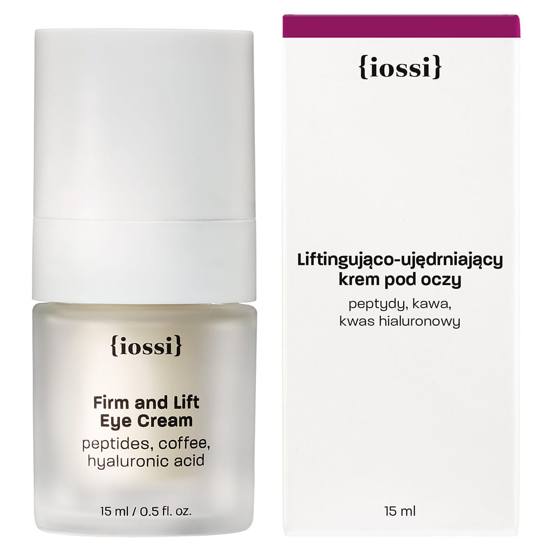Iossi Firm and Lift Eye Cream, liftingująco-ujędrniający krem pod oczy, peptydy, kawa i kwas hialuronowy, 15 ml