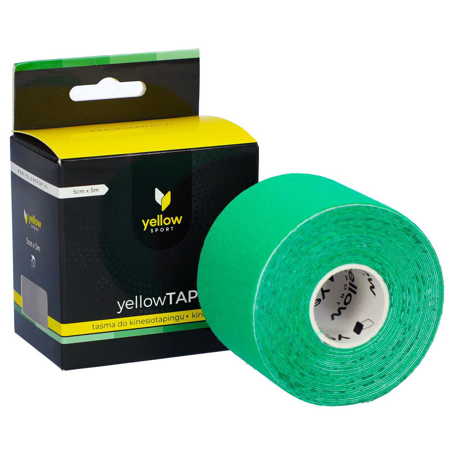 YellowSport YellowTape, taśma do kinesiotapingu, zielona, 5 cm x 5 m