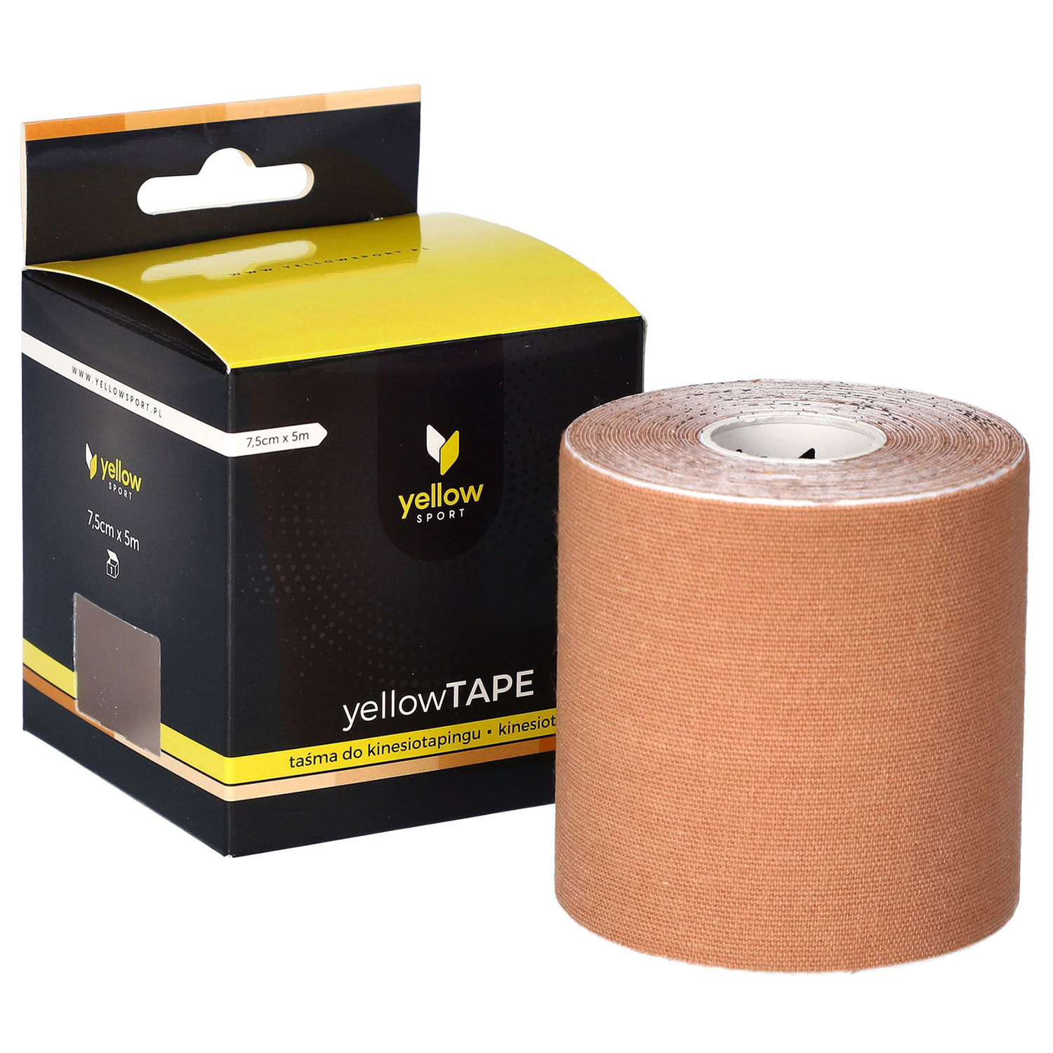 YellowSport YellowTape, taśma do kinesiotapingu, cielista, 7,5 cm x 5 m