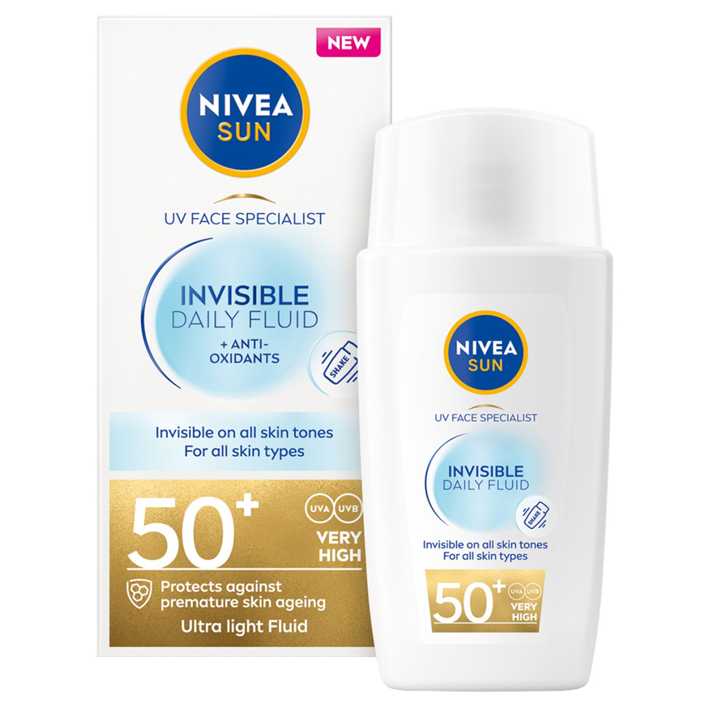Nivea Sun UV Face Ultra Light Invisible Daily Fluid, lekki, niewidoczny fluid do twarzy, SPF 50+, 40 ml