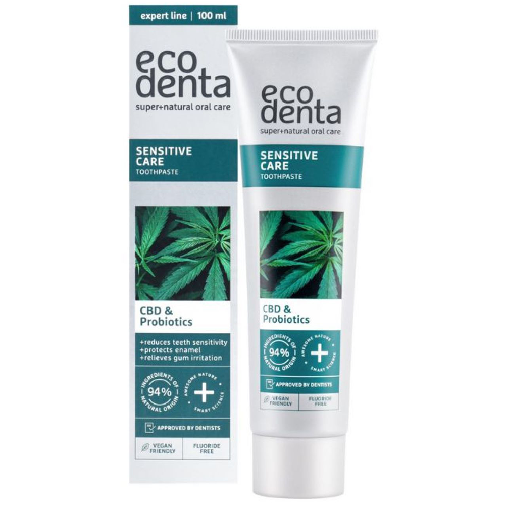 Ecodenta Sensitive, pasta do zębów, z CBD i probiotykami, 100 ml