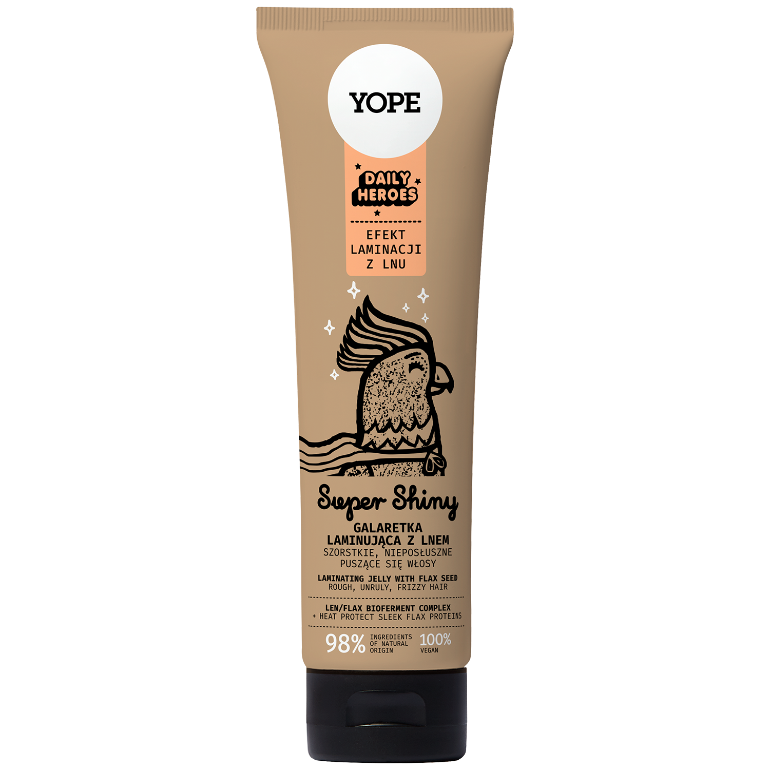 Yope Daily Heroes Super Shiny, galaretka laminująca do włosów z lnem, 140 ml