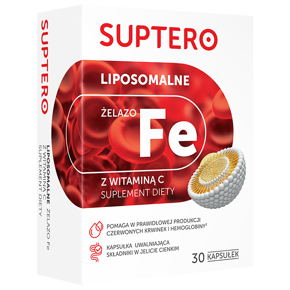 Suptero Liposomalne Żelazo Fe z Witaminą C, 30 kapsułek