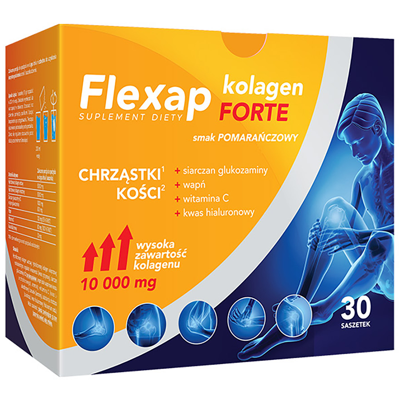 Flexap Kolagen Forte, smak pomarańczowy, 30 saszetek