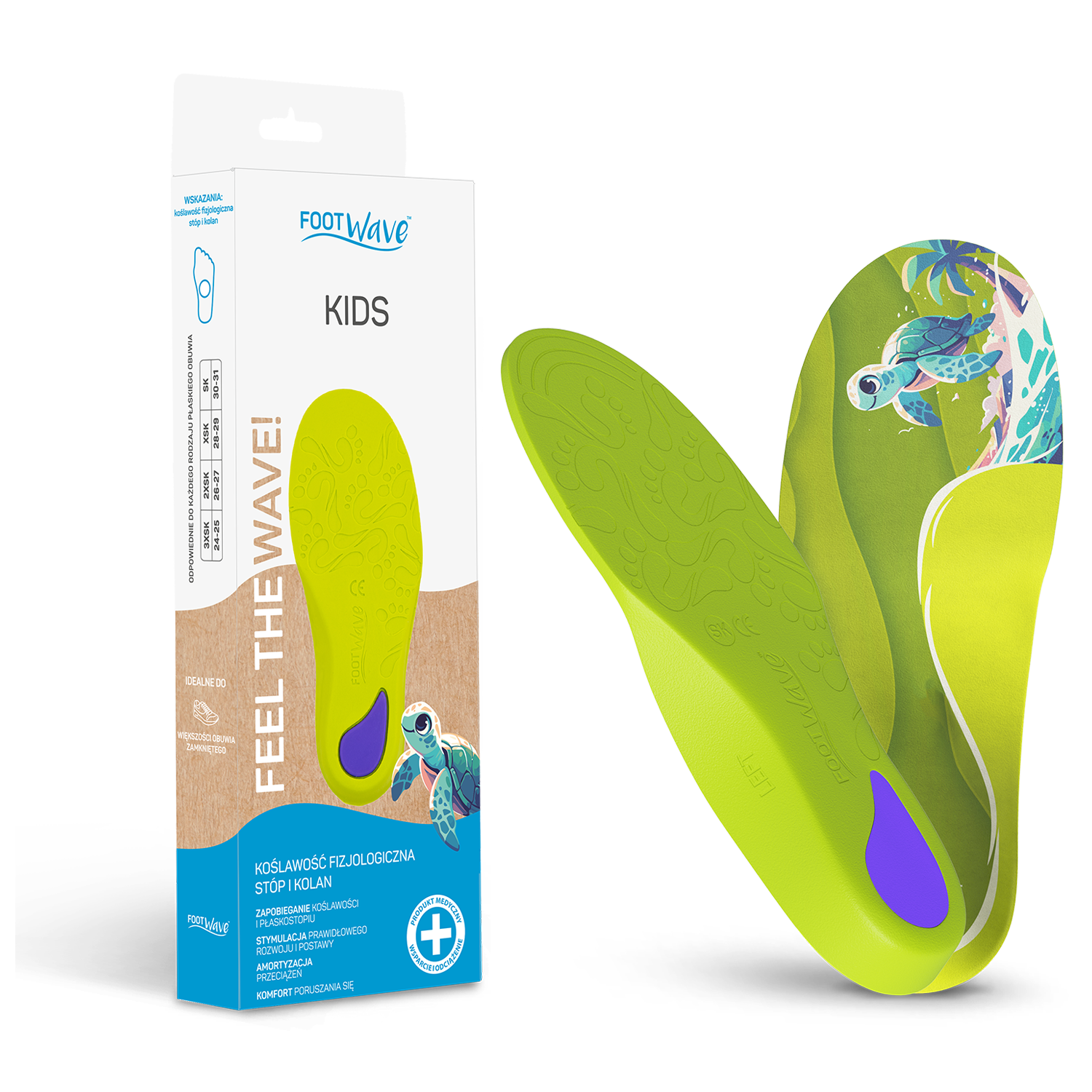 FootWave Kids, wkładki ortopedyczne, koślawość stóp i kolan, Small Kids, 30-31, 1 para