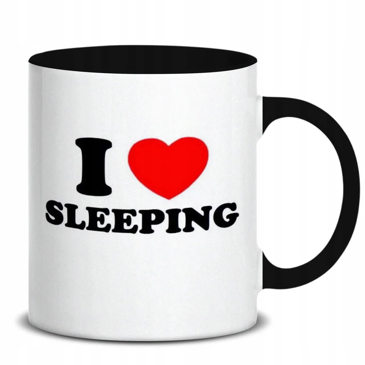 KUBEK BIAŁY PREZENT I LOVE SLEEPING WYSOKIEJ JAKOŚCI NADRUK HARDCOROWE WZÓR