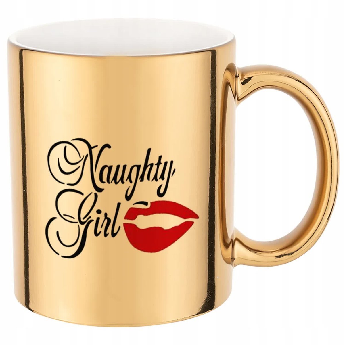 KUBEK ZŁOTY PREZENT NAUGHTY GIRL WYSOKIEJ JAKOŚCI NADRUK HARDCOROWE WZORY