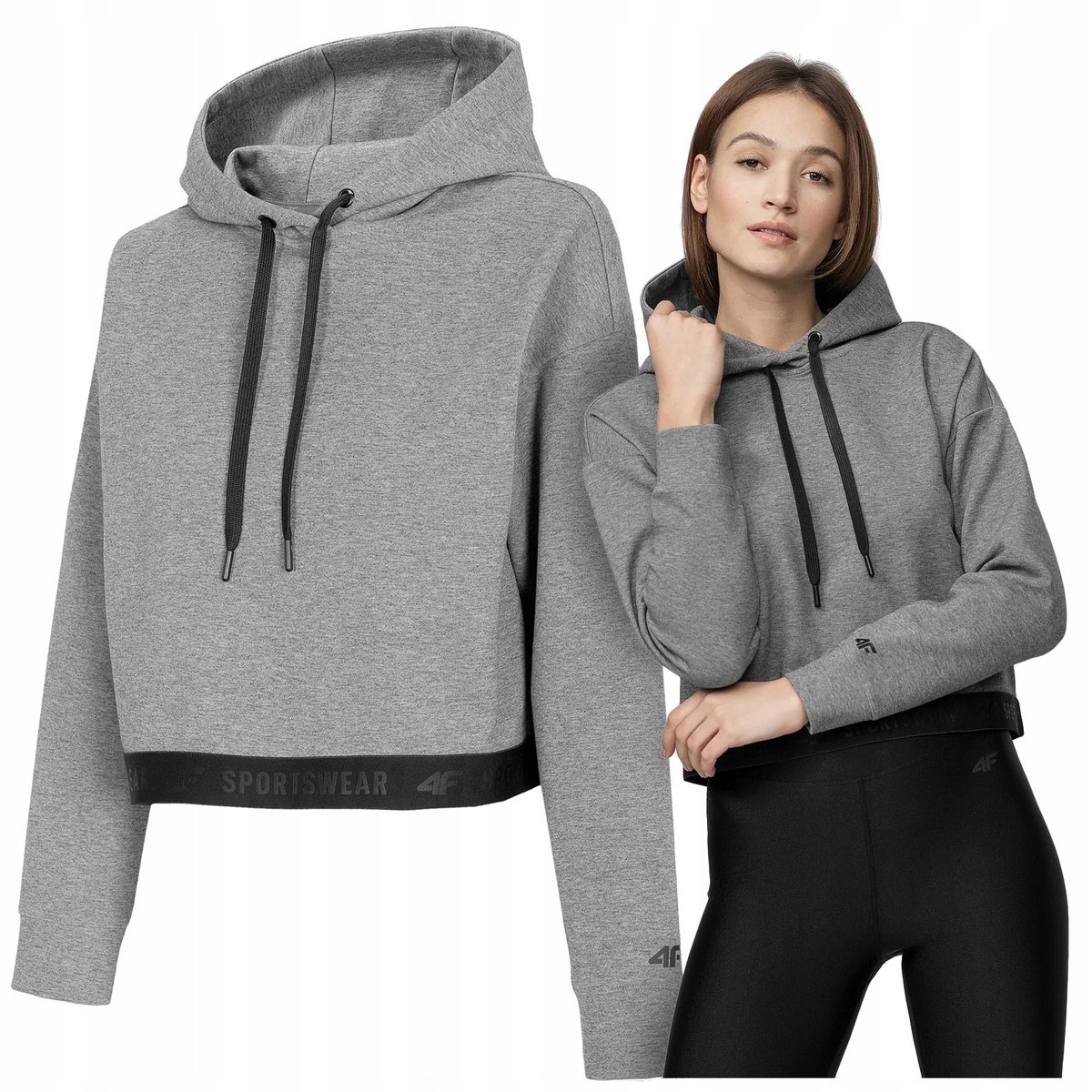 BLUZA damska 4F OVERSIZE kaptur KRÓTKA BLD011 XXXL