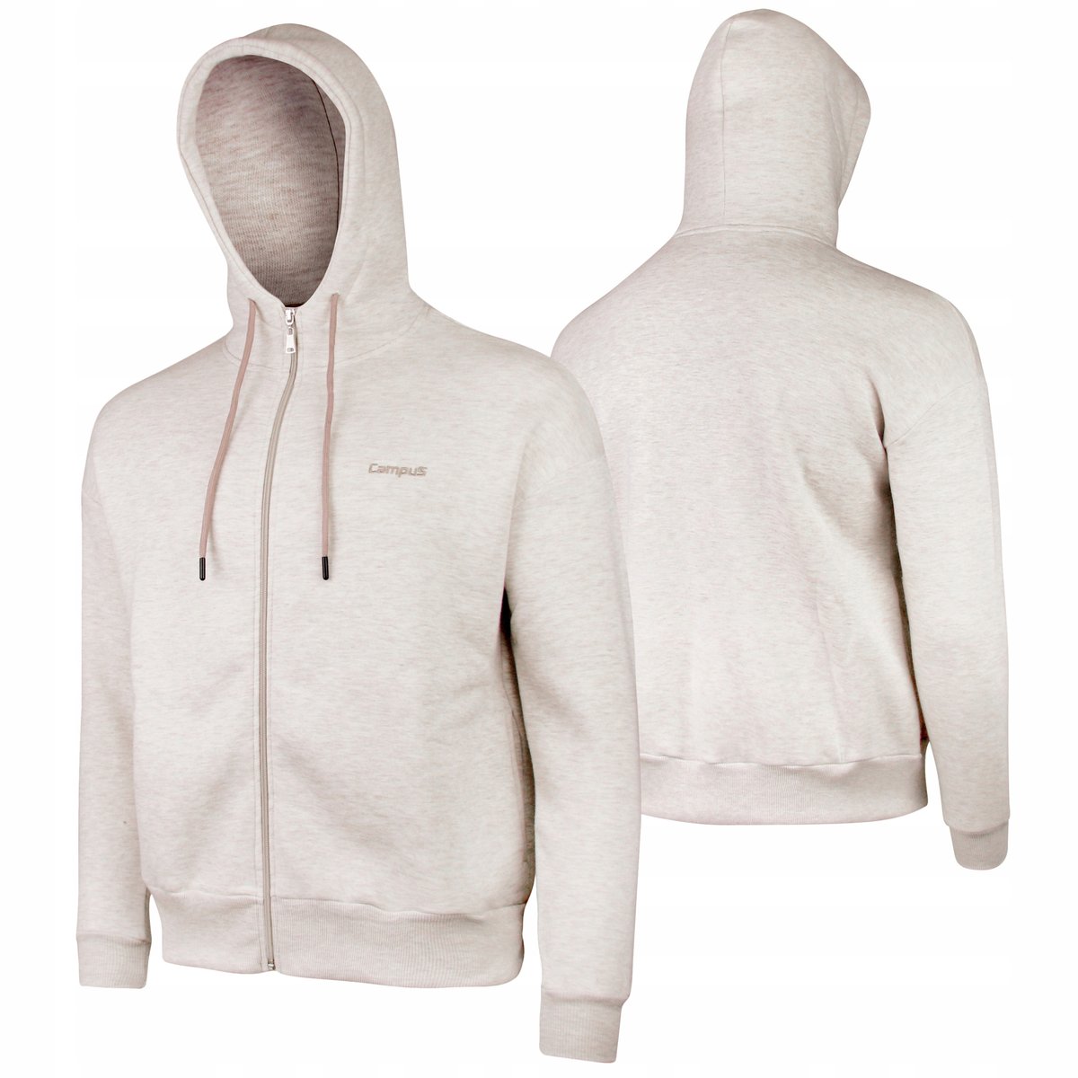 BLUZA damska CAMPUS NAELIS dresowa ROZPINANA oversize z KAPTUREM beżowa XL