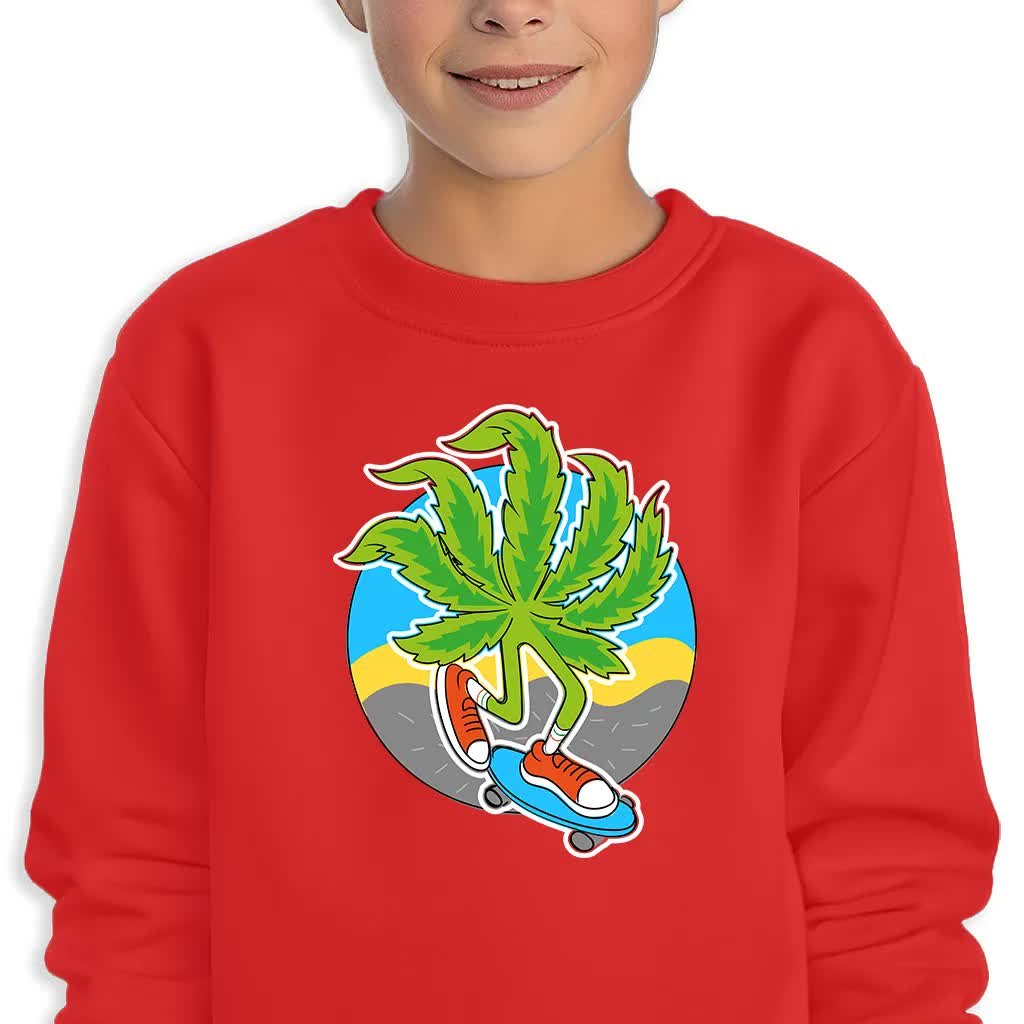 Bluza Dziecięca Czerwona Skate Weed Wysoka Jakość Wzory -128 Cm (7-8)