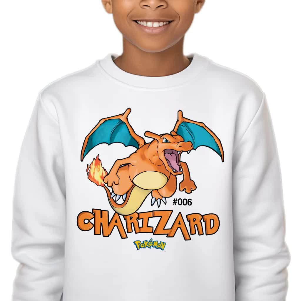 Bluza Dziecięca Biała Bez Kaptura Prezent Dla Dziecka Charizard 104 Wzory