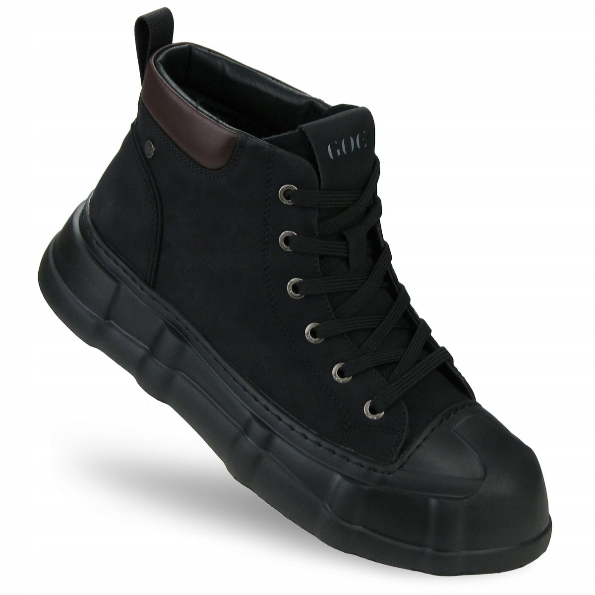 Buty męskie ZIMOWE ocieplane GOE SKÓRZANE trapery OO1N4009 czarne 45