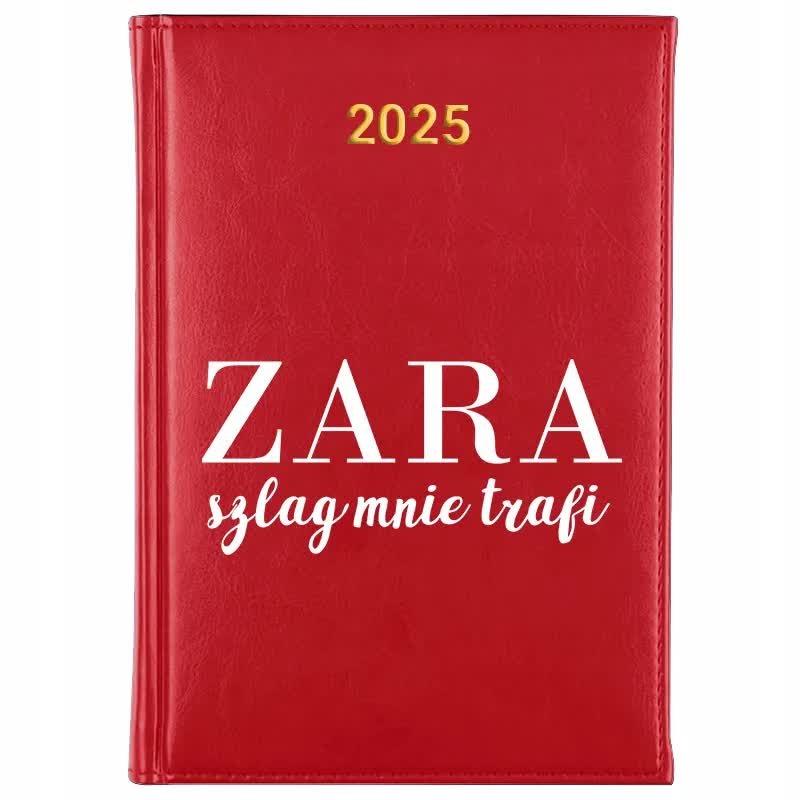 Kalendarz Czerwony A5 2025 ZARA SZLAG MNIE TRAFI Terminarz Planer Wz