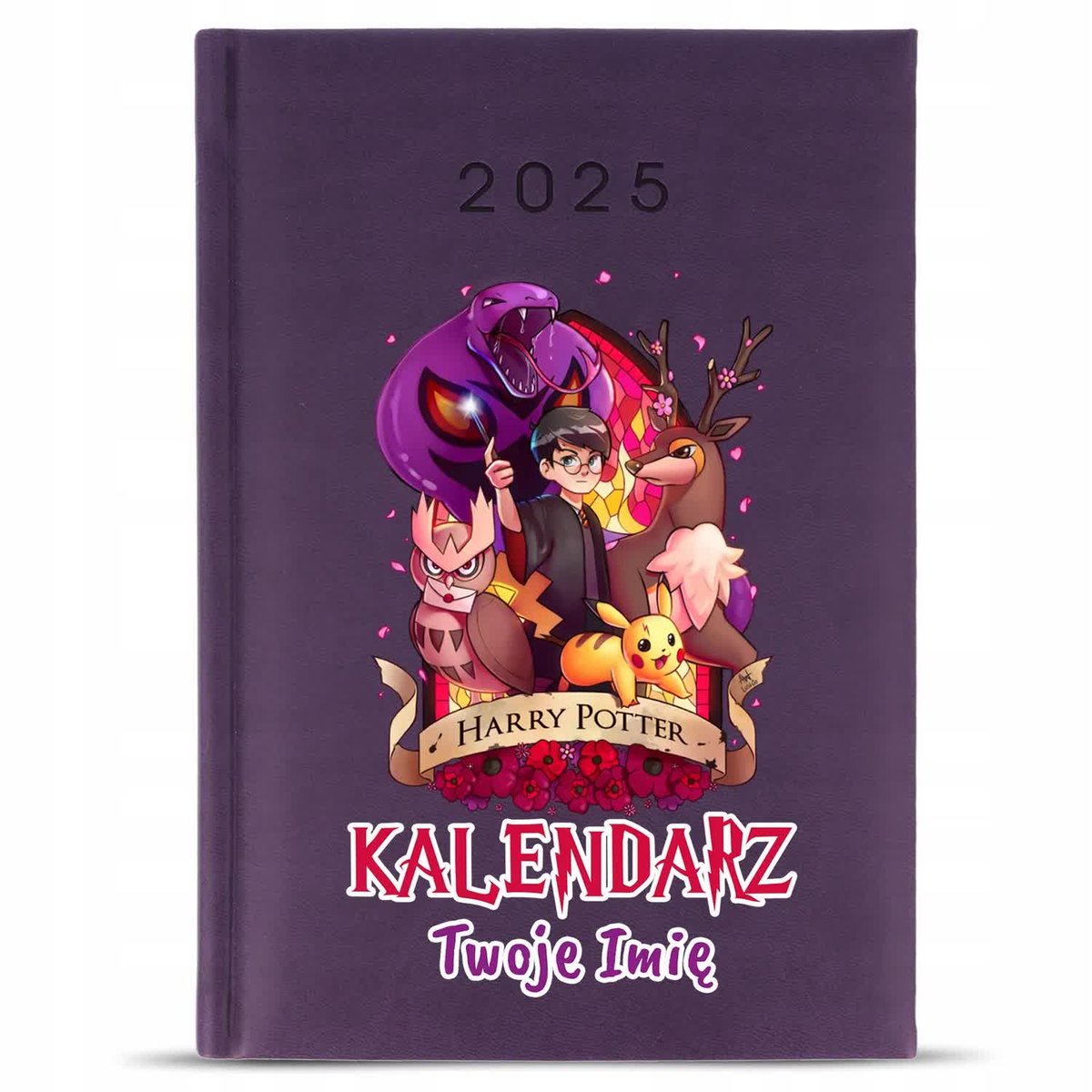 KALENDARZ A5 2025 Fioletowy Na Prezent DLA CZARODZIEJA Magic IMIĘ Wzory
