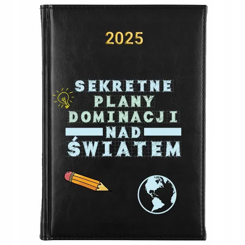 Kalendarz Książkowy Czarny A5 2025 SEKRETY DOMINACJI NAD ŚWIATEM Planer Wz