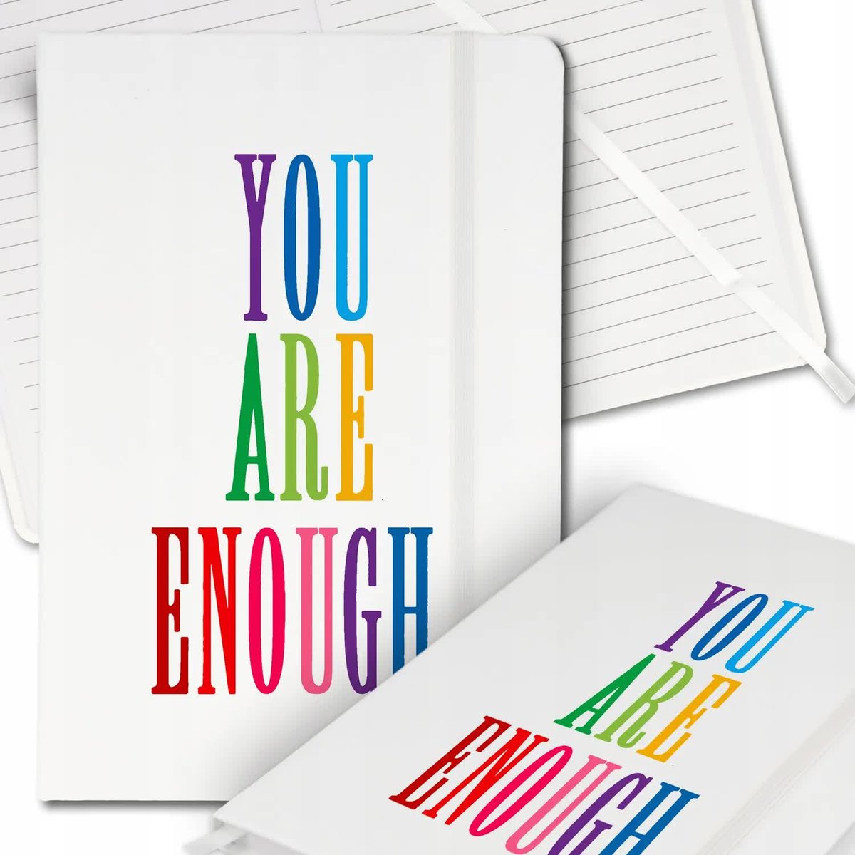 Notes Biały A5 Notatnik Dziennik z Gumką w Linię YOU ARE ENOUGH Mix Wzory
