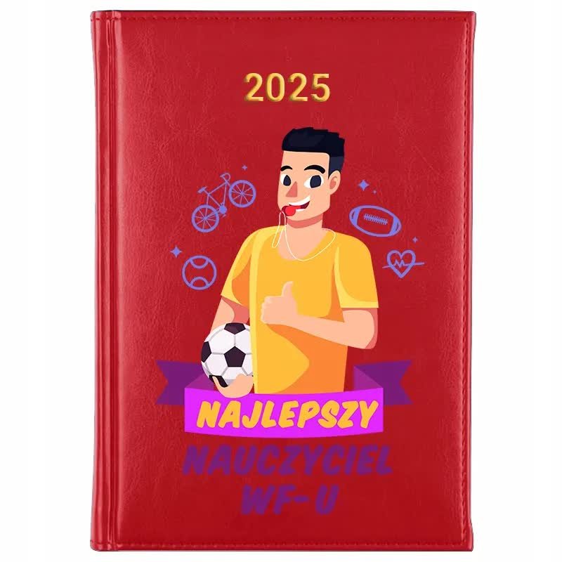 Kalendarz Czerwony 2025 NAJLEPSZY NAUCZYCIEL WFU Terminarz Planer Wzory