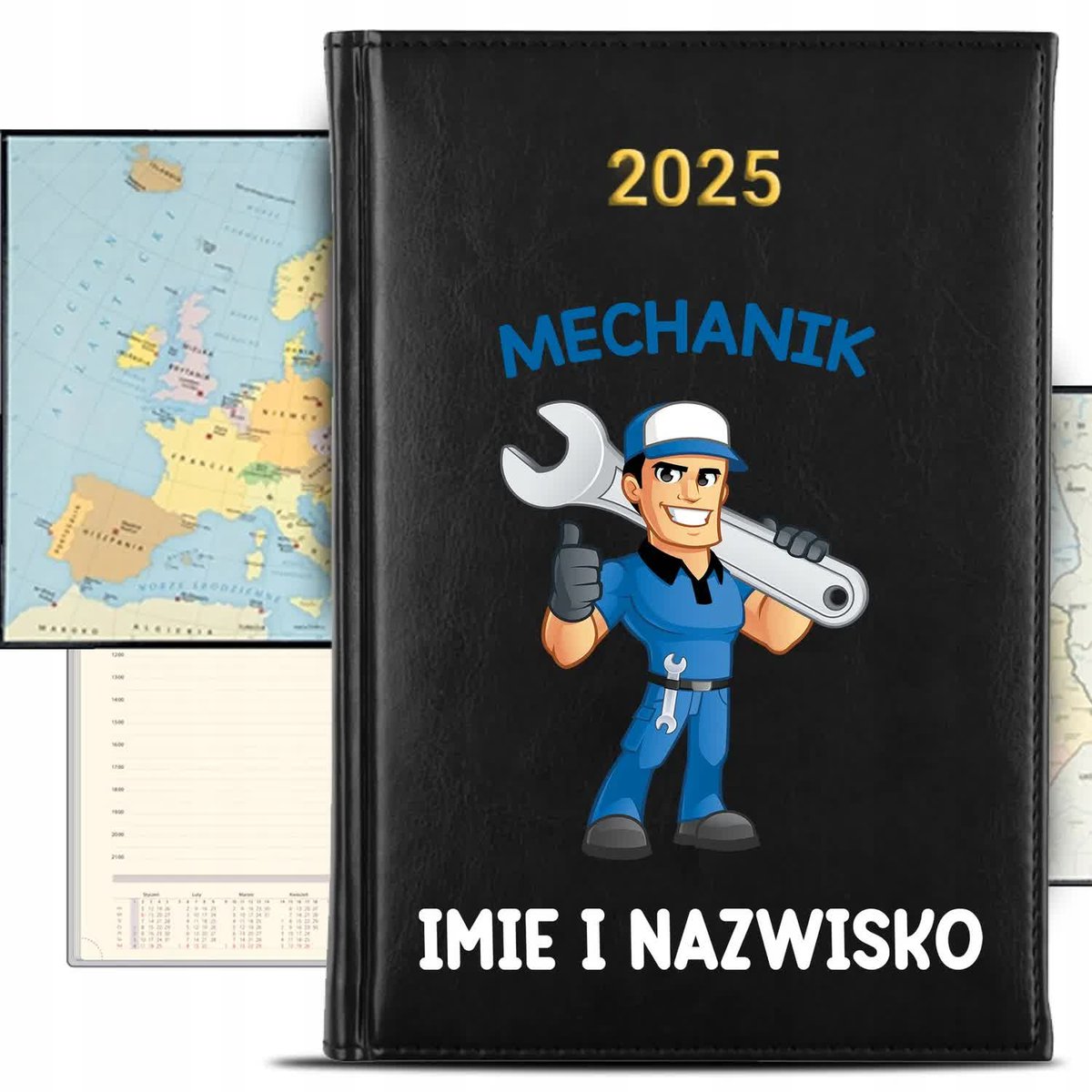 KALENDARZ 2025 Rok Książkowy Czarny Planer Prezent Dla Mechanika KREATOR