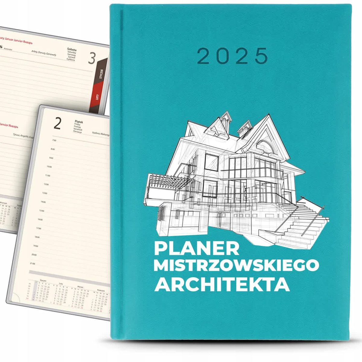 Kalendarz Kalendarz A5 2025 Turkusowy PLANER MISTRZOWSKIEGO ARCHITEKTA Wz