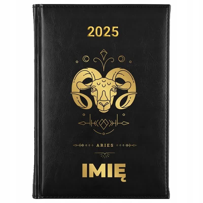 Kalendarz Gold ARIES BARAN *IMIĘ* Czarny Złoty Nadruk Horoskop Wzory