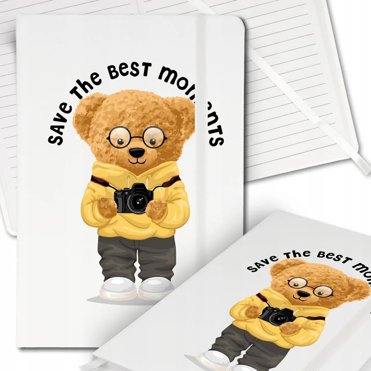 Notes Biały A5 Bullet Journal Teddy Fotograf Wzory