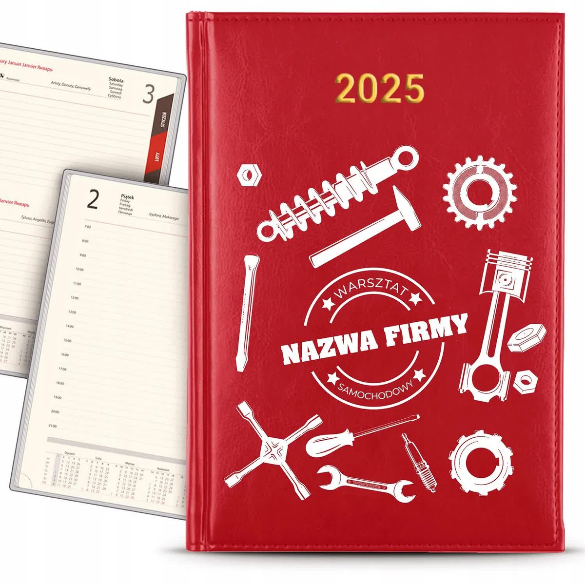 KALENDARZ 2025 Rok Książkowy RED Planer dla Mechanika Wulkanizatora KREATOR