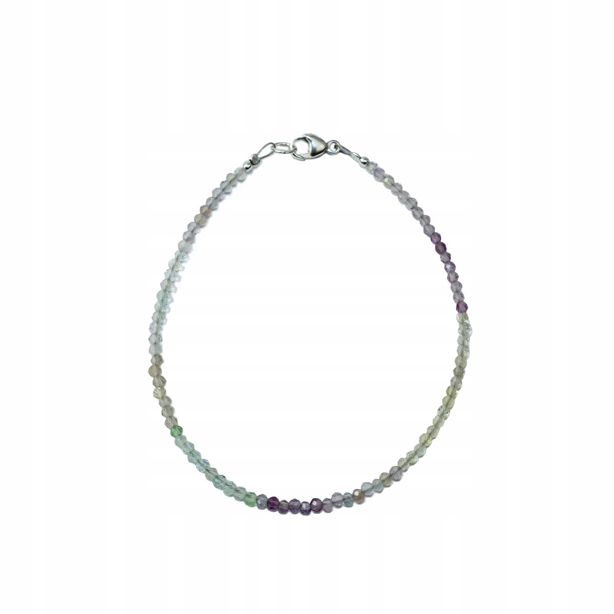 Bransoletka Naturalne FLUORYTY Fasetowane 2,0mm srebrne zapięcie