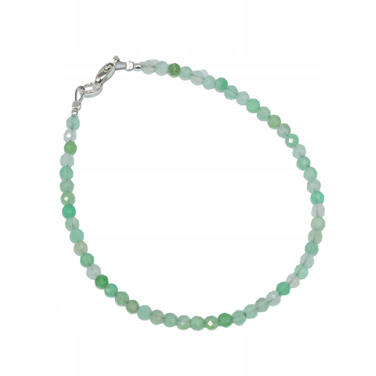 Bransoletka Naturalny CHRYZOPRAZ Fasetowany 3mm Srebrne Zapięcie