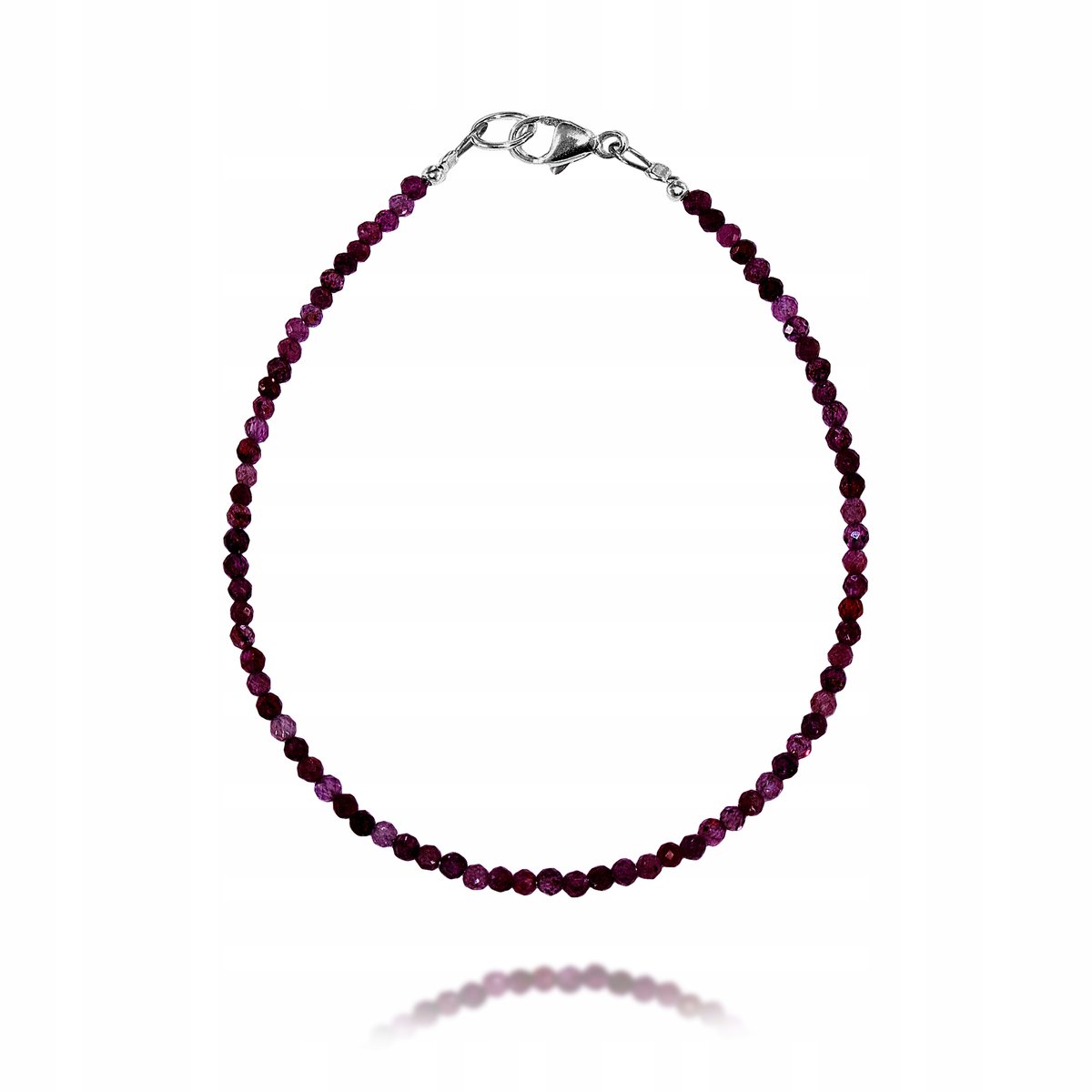 Bransoletka Naturalne RUBINY fasetowane 2,0mm srebrne zapięcie