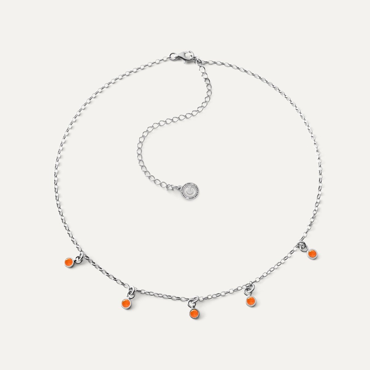 SREBRNY CHOKER Z JADEITEM POMARAŃCZOWYM PLATYNOWANY GIORRE