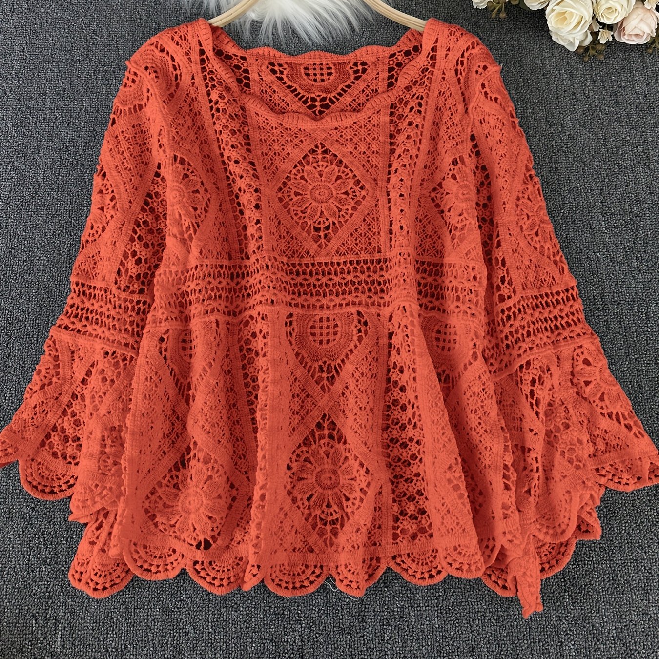 TEMU Kardigan na wakacje nad morzem na jesień i zimę, z dziurami, narzutka, słodki i strój, styl Pure Desire, odzież wierzchnia, top chroniący przed