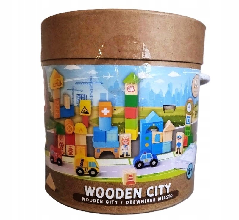 DREWNIANE KLOCKI WOODEN CITY DREWNIANE MIASTO 60 ELEMENTÓW ELEFUN