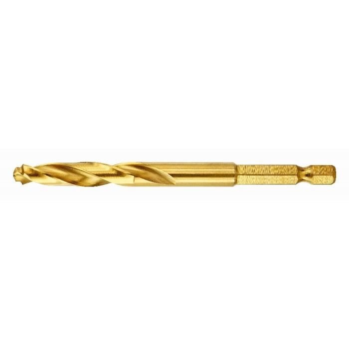 Wiertło metalowe tytanowe HSS-Tin - DEWALT - DT50016-QZ - Trzpień 1/4Àœ - Średnica 10 mm - Długość całkowita 102 mm