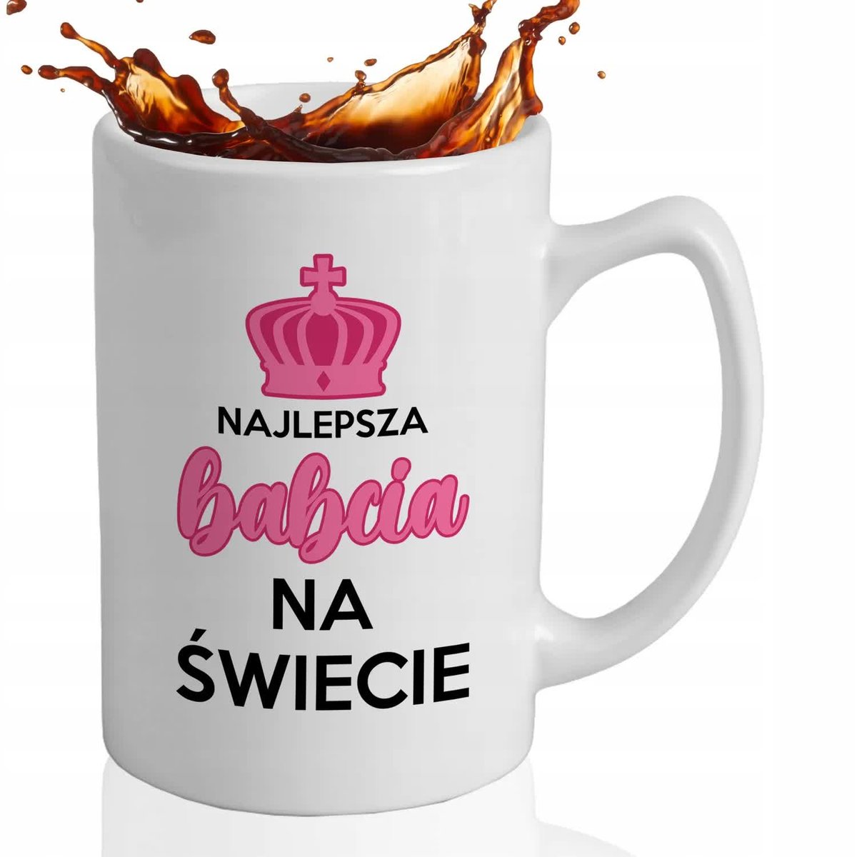 Kubek DUŻY BIAŁY Na Prezent Dla Babci NAJLEPSZA BABCIA NA ŚWIECIE Wzory