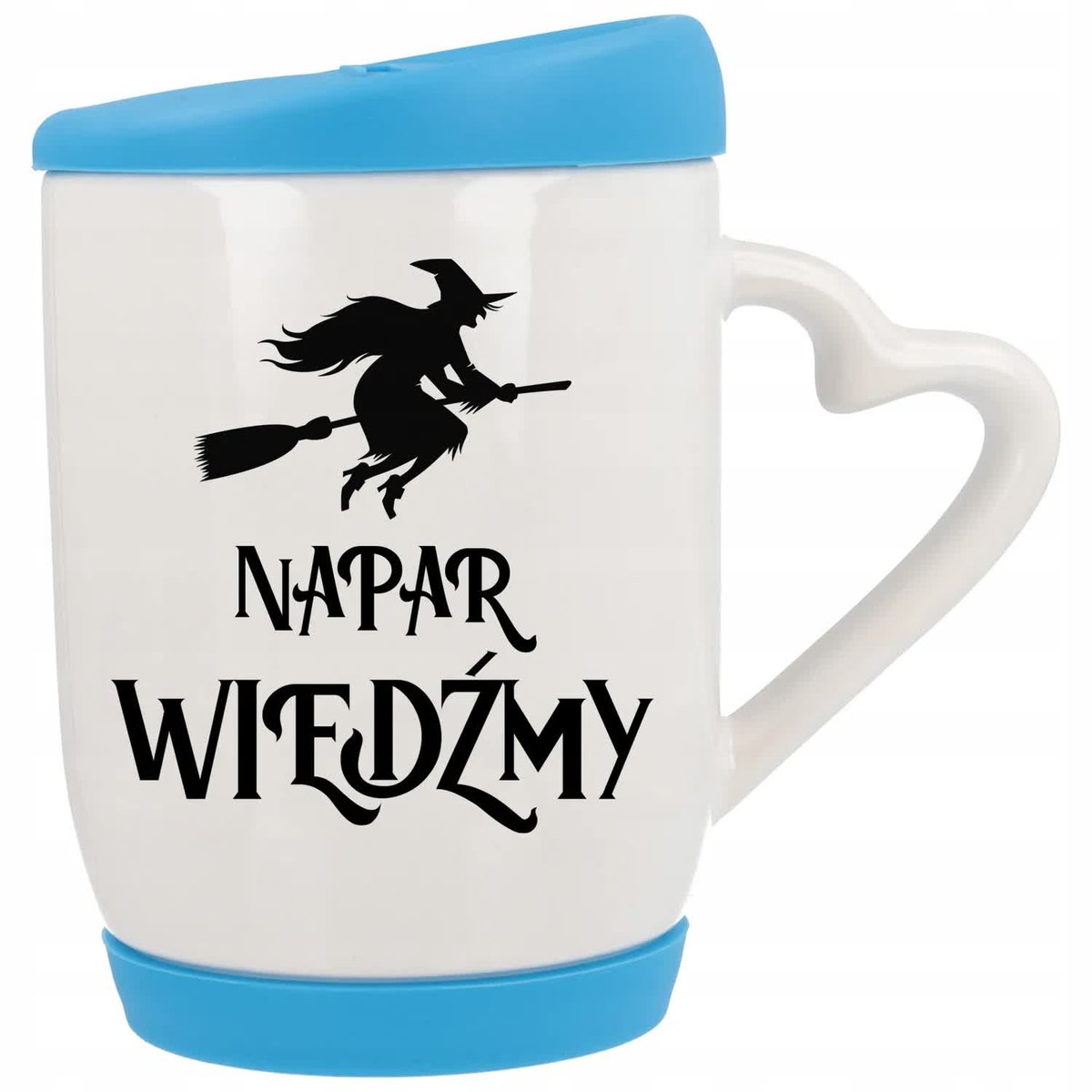Kubek z Uchem z Sercem z Pokrywka Niebieska Napar WIEDŹMY Czarownicy Wzory
