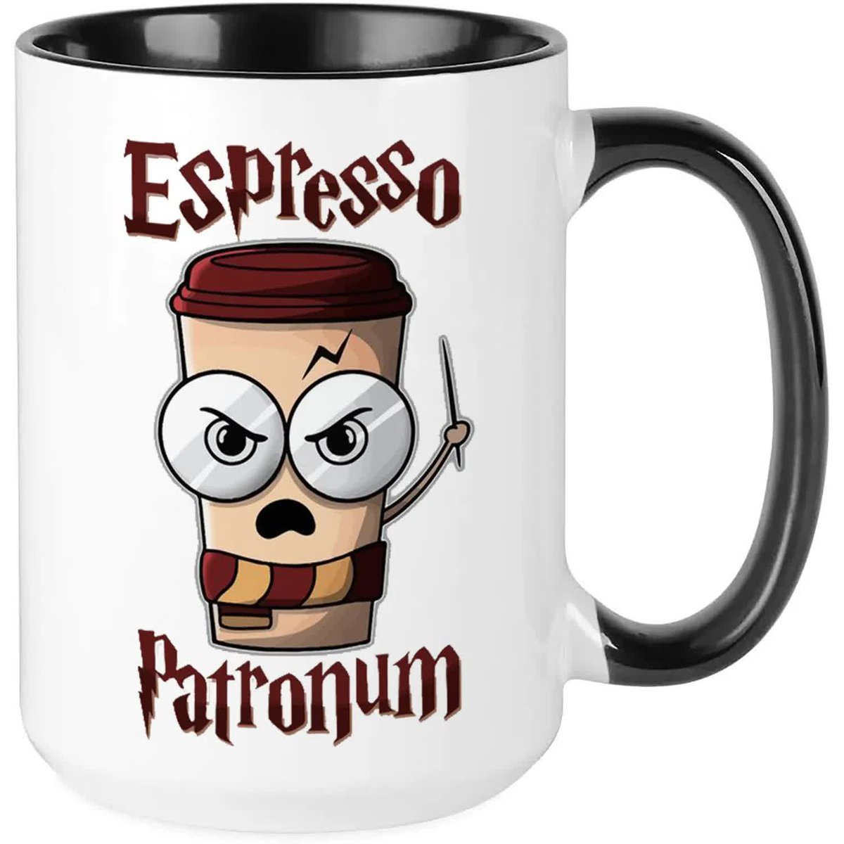 Kubek MEGA DUŻY Czarny ESPRESSO PATRONUM Na Zabawny Prezent Wiele Wzorów