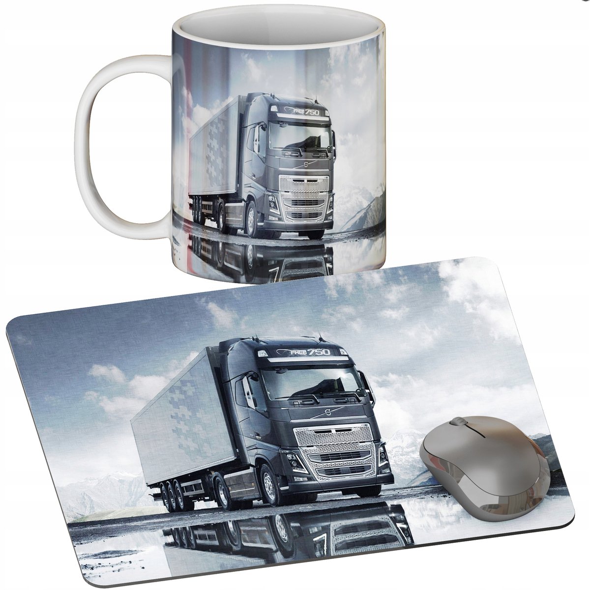 Zestaw Kubek + Podkładka - Ciężarówka Tir - Prezent Wiele Wzorów + Imię