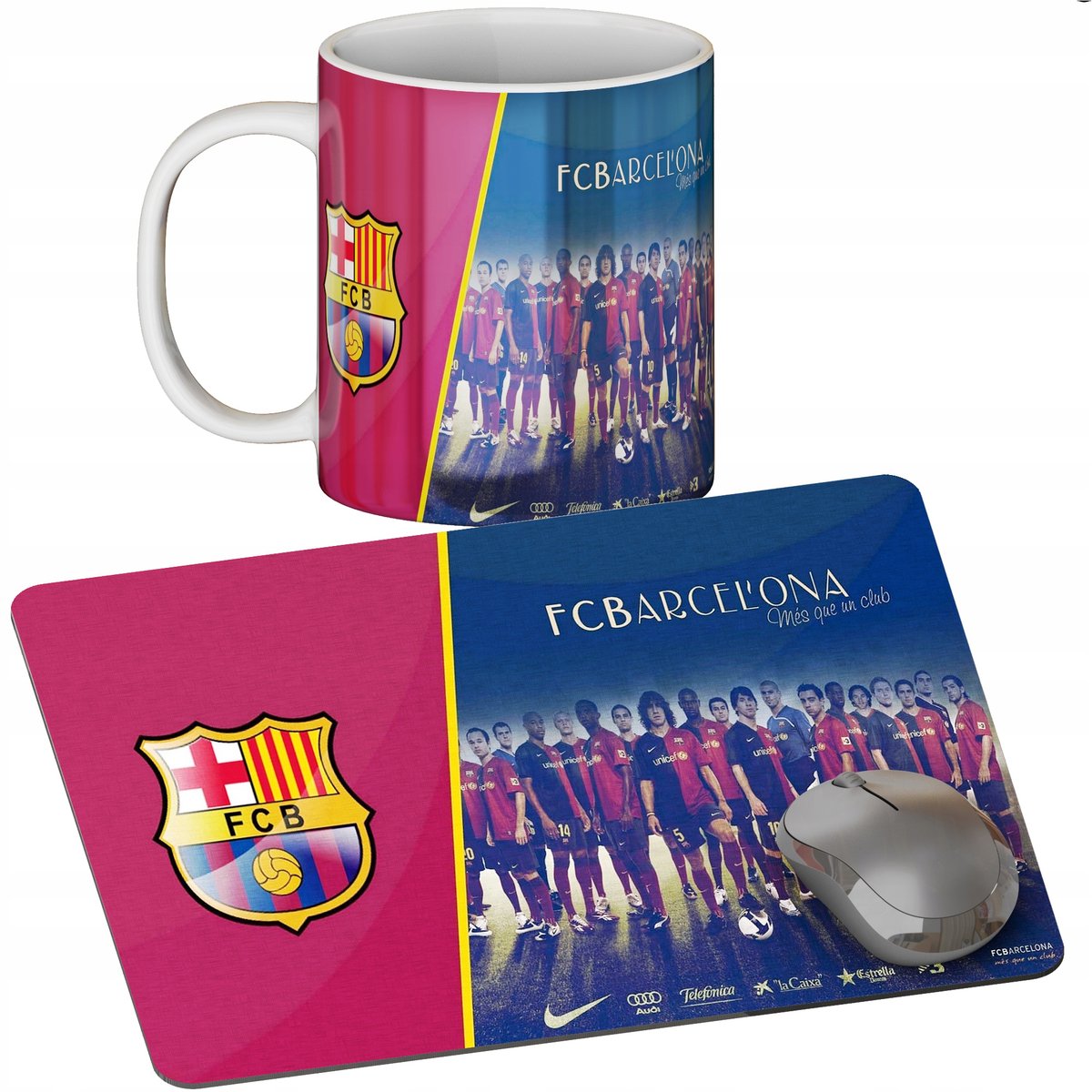 Zestaw Kubek + Podkładka - Fc Barcelona - Prezent Wiele Wzorów + Imię