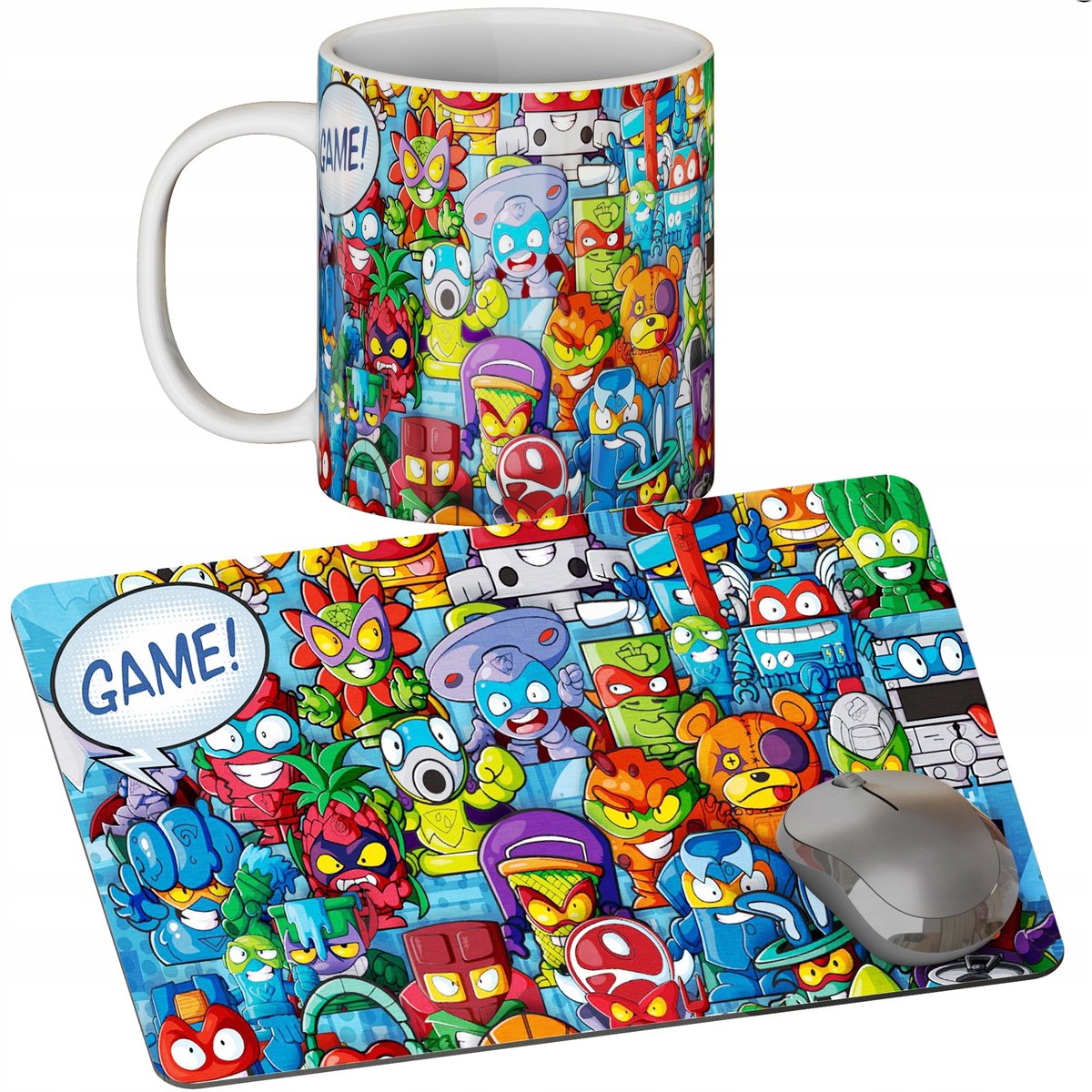 Zestaw Kubek + Podkładka - Super Zings Things - Prezent Wiele Wzorów + Imię