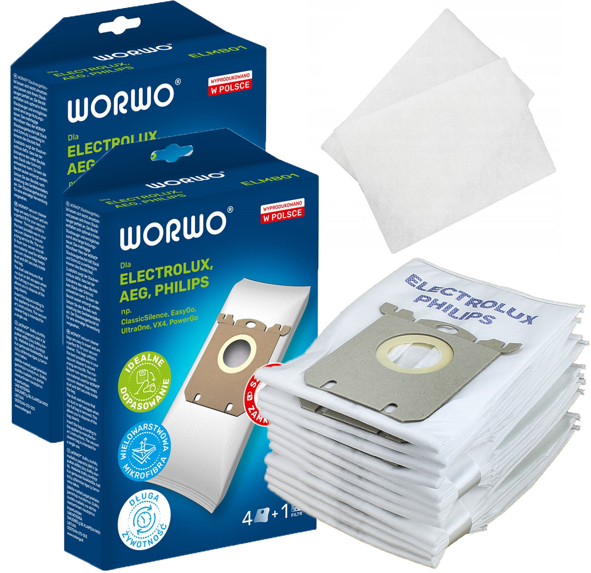 8x Worki do odkurzacza ELEKTROLUX PHILIPS S-BAG ELMB01