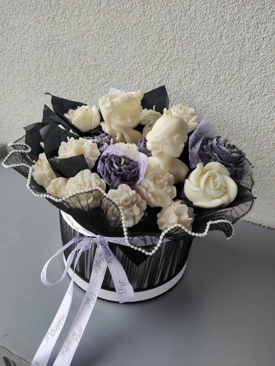 Box duży Glamour bukiet flower box świec sojowych