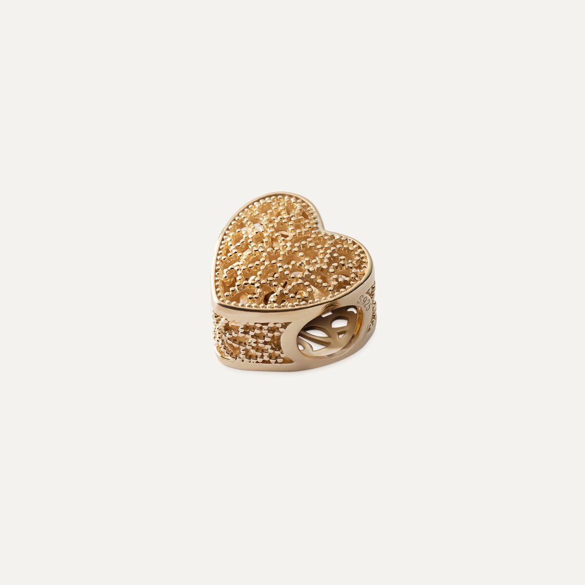 ZAWIESZKA BEADS AŻUROWE SERCE SREBRO 925 POZŁACANE 18K ZŁOTEM GIORRE