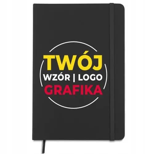 Notes CZARNY W Linię A5 TWOJE LOGO GRAFIKA ZDJĘCIE