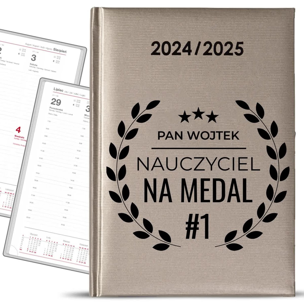 Kalendarz Nauczycielski 24\25 Srebrny Nauczyciel Na Medal Imię KREATOR