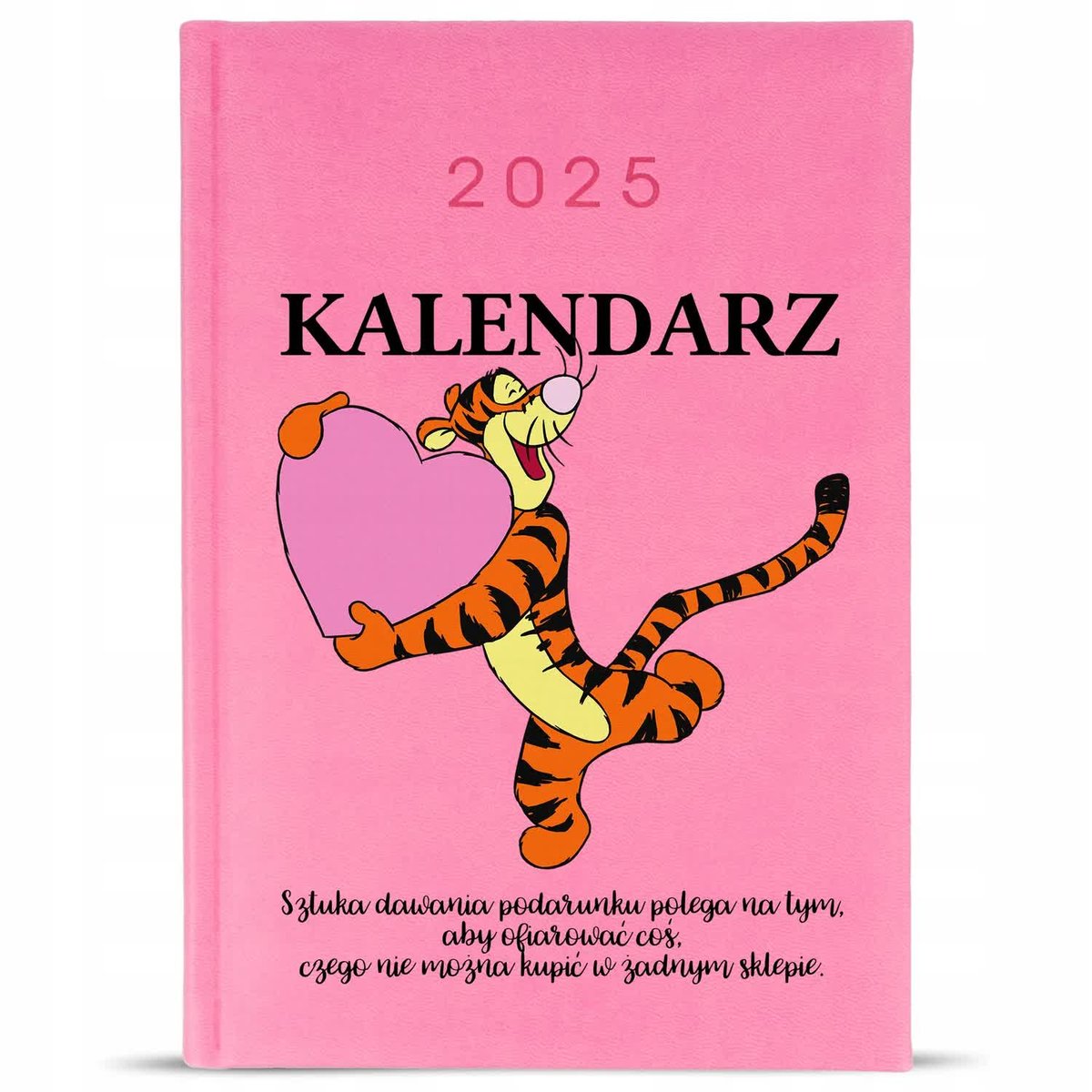 KALENDARZ A5 2025 Różowy Książkowy Na Prezent TYGRYSEK POOH Cytaty Wzory
