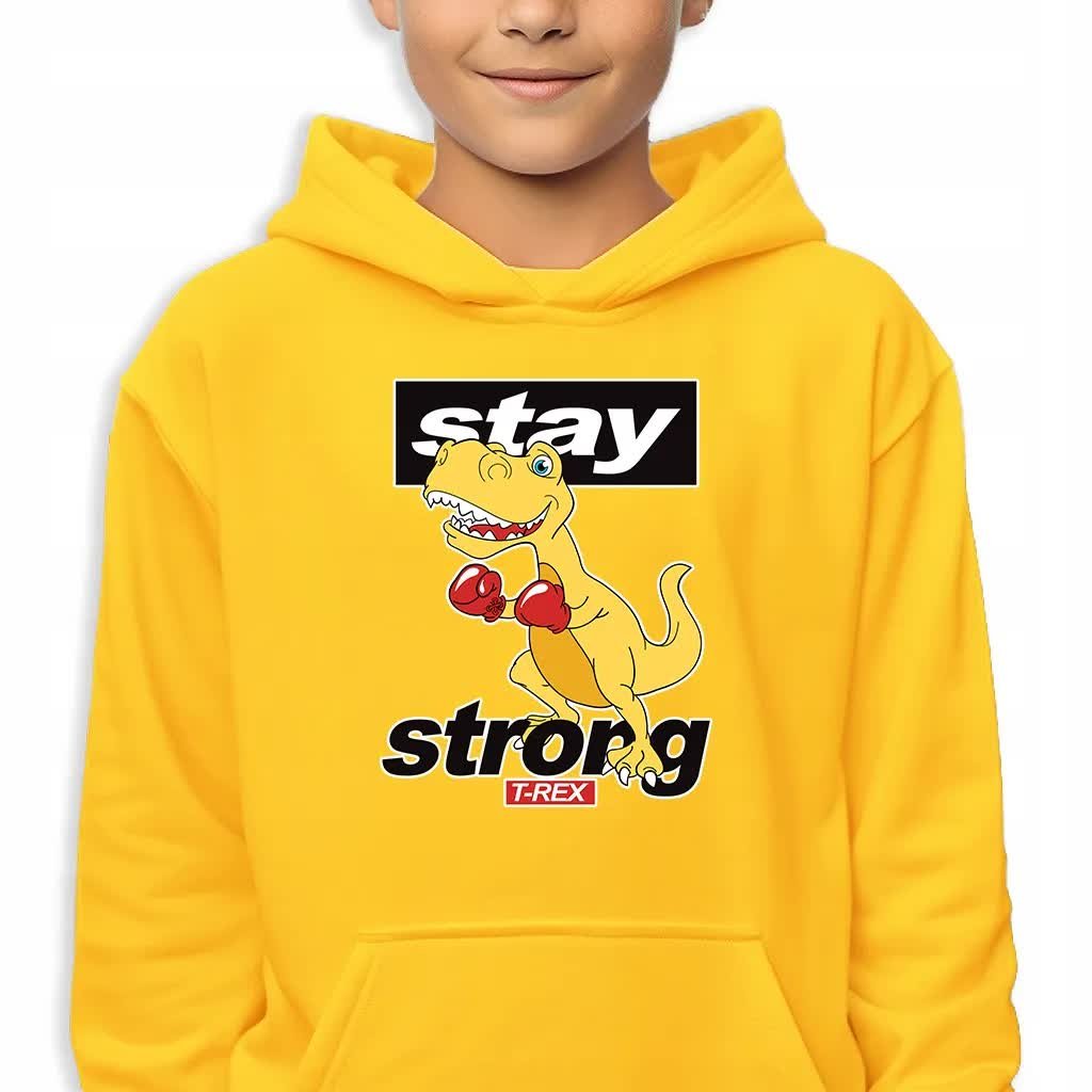 Bluza Dziecięca Z Kapturem Żółta T-Rex Stay Strong Wzory -140 Cm (9-11)