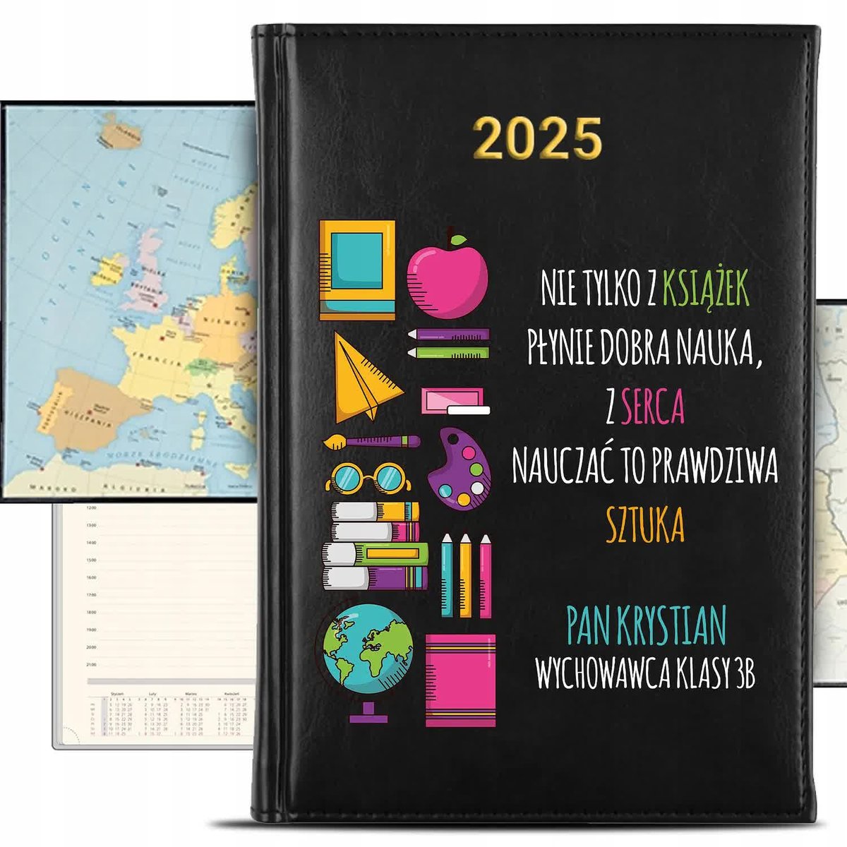 KALENDARZ 2025 Rok Książkowy Czarny Planer Prezent Dedykowany Cytat KREATOR