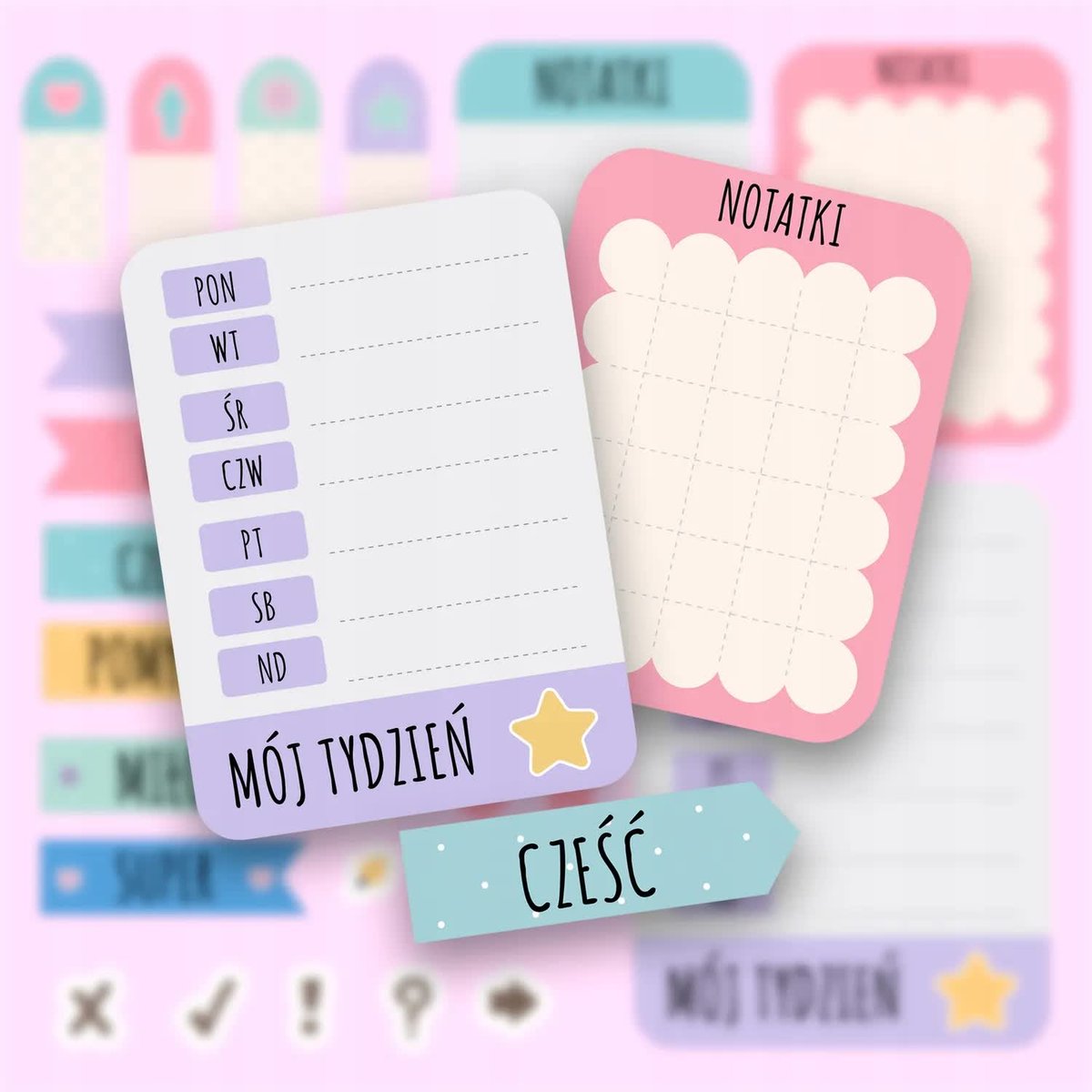 Naklejki Ozdobne Planera Bullet Journal Kalendarza