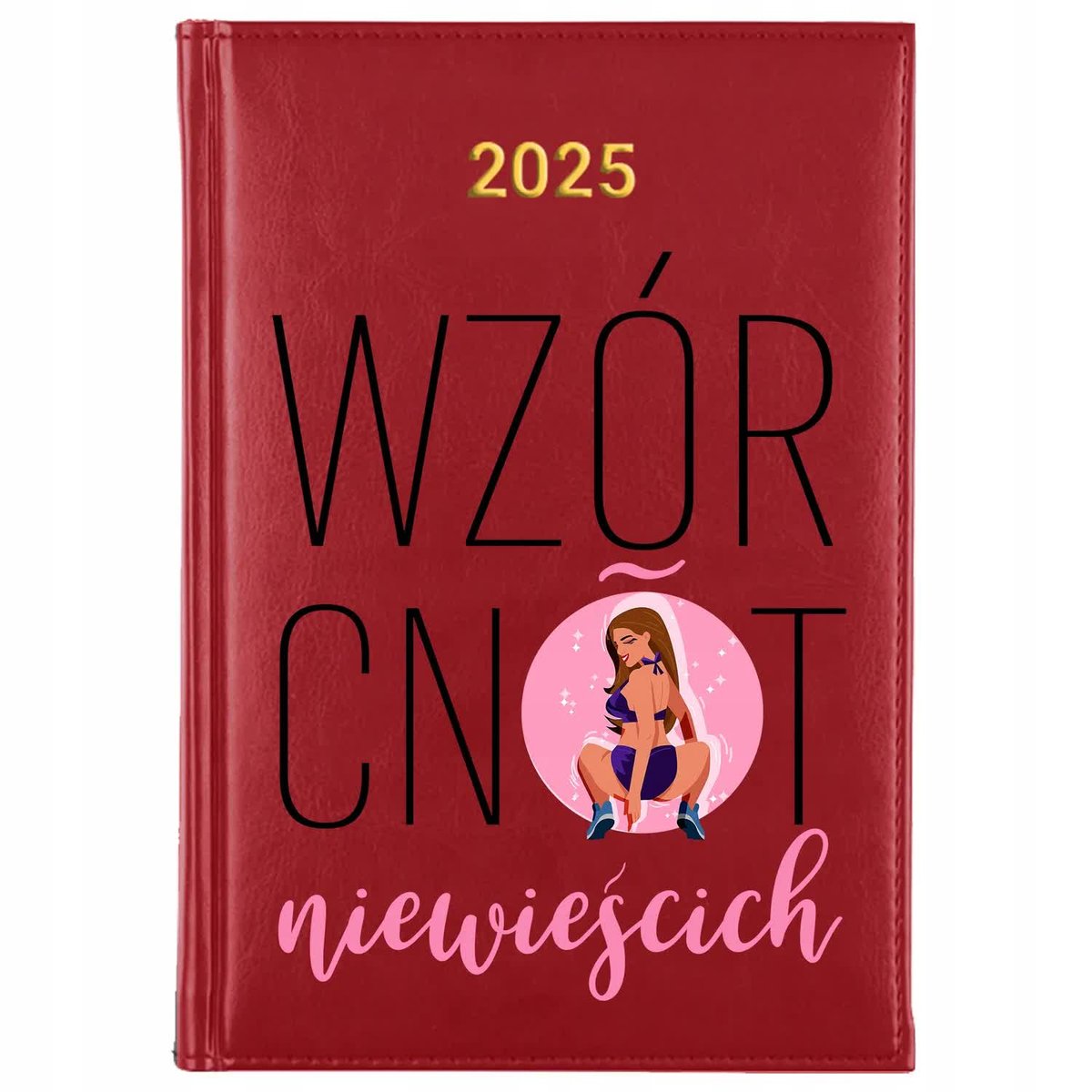 KALENDARZ CZERWONY Książkowy A5 2025 Zabawne WZÓR CNÓT NIEWIEŚCICH Wzory