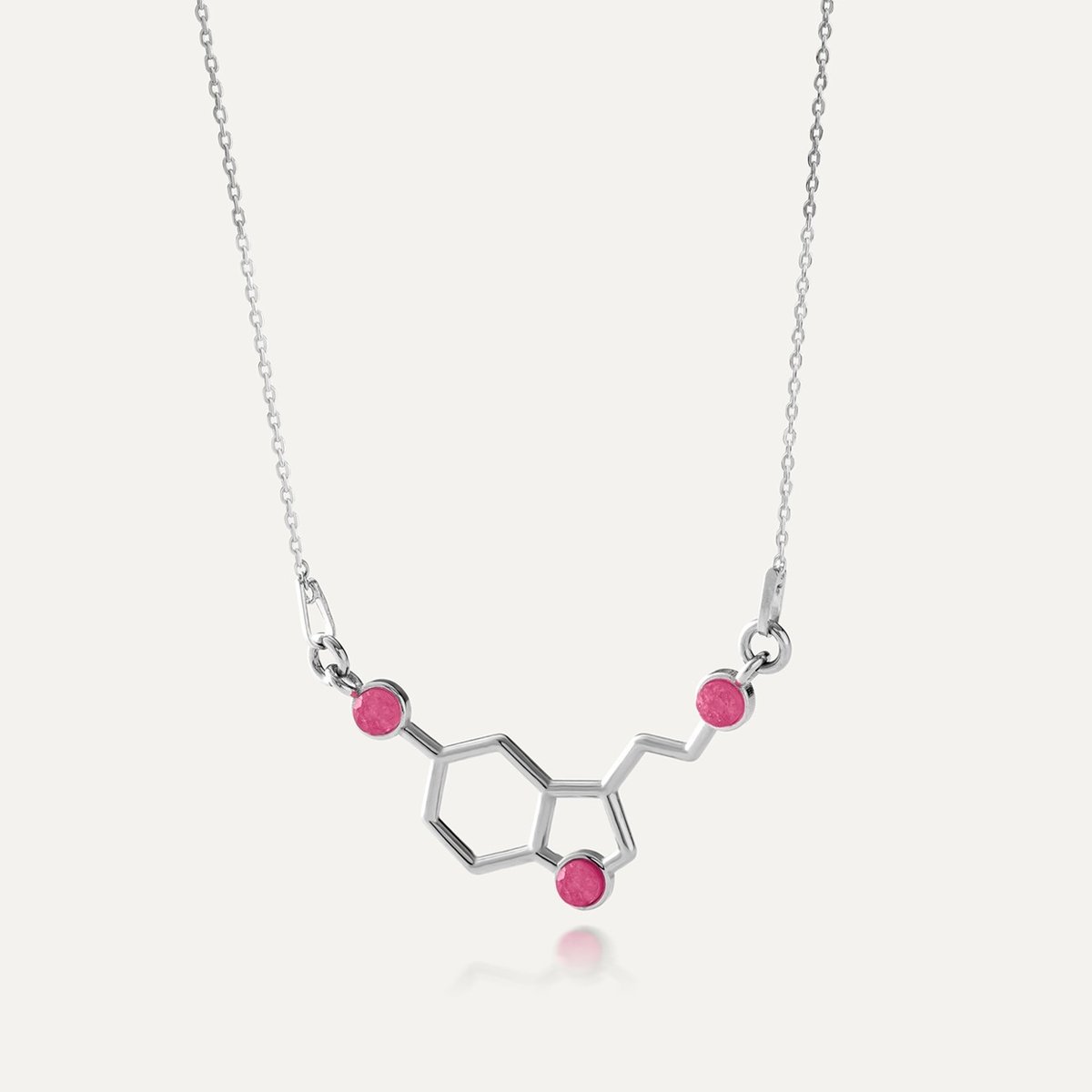 Naszyjnik serotonina z kamieniami - jadeit różowy, srebro 925